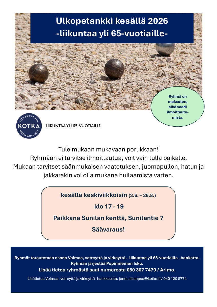 Pilatesta Santaniemessä. 1.6. - 24.8. Maanantaisin klo 18-19 säävarauksin